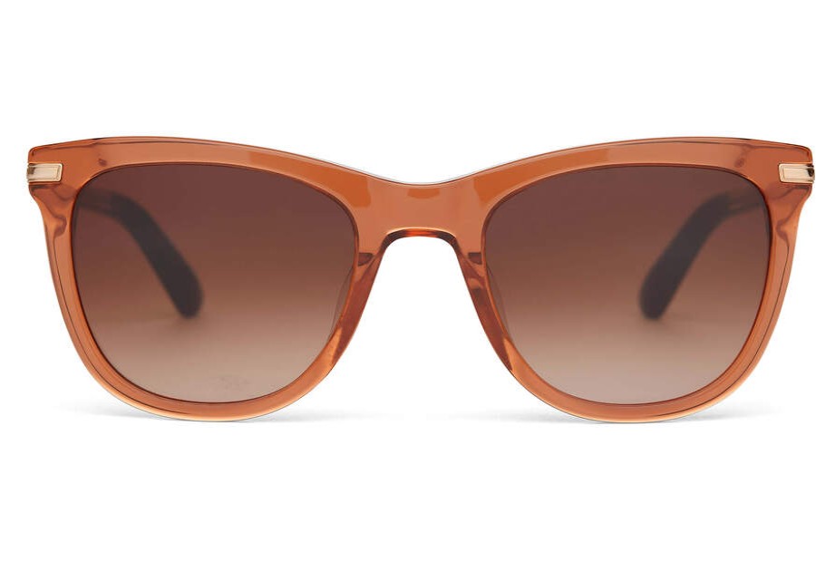 TOMS Sunglasses | Victoria Terracotta Crystal-Gold Frame And Brown Gradient Lens Sunglass | Toms