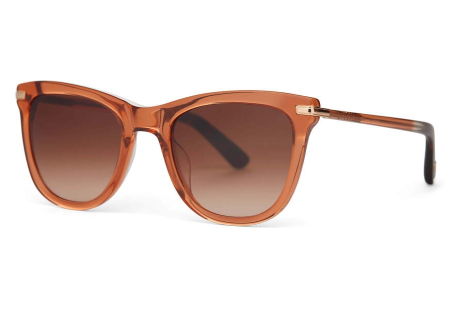 TOMS Sunglasses | Victoria Terracotta Crystal-Gold Frame And Brown Gradient Lens Sunglass | Toms