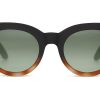 TOMS Sunglasses | Traveler Florentin Matte Black Honey Tortoise Green Lens | Toms