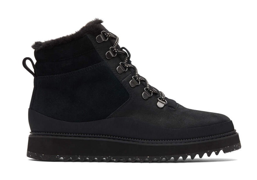 TOMS Boots & Booties | Women'S Black Leather Suede Ridged Mojave Boots | Toms