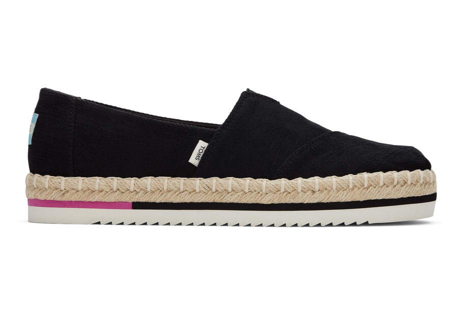 TOMS Alpargatas | Women'S Alpargata Black Platform Rope Espadrille | Toms