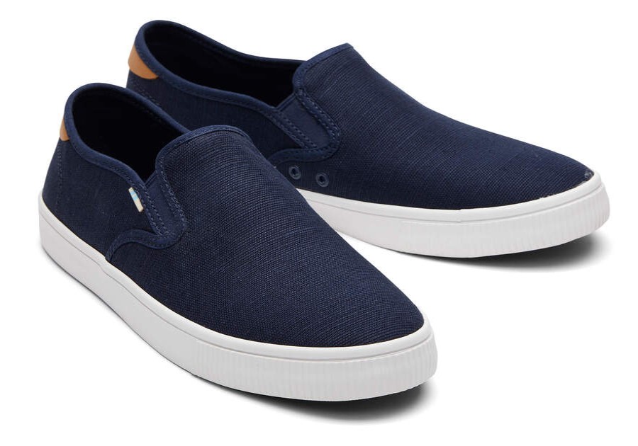 TOMS Earthwise | Navy Heritage Canvas Mens Baja Slip-Ons | Toms