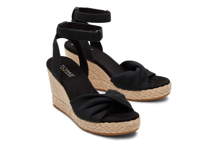 TOMS Espadrilles | Women'S Black Marisela Twist Wedge Heel Sandal | Toms