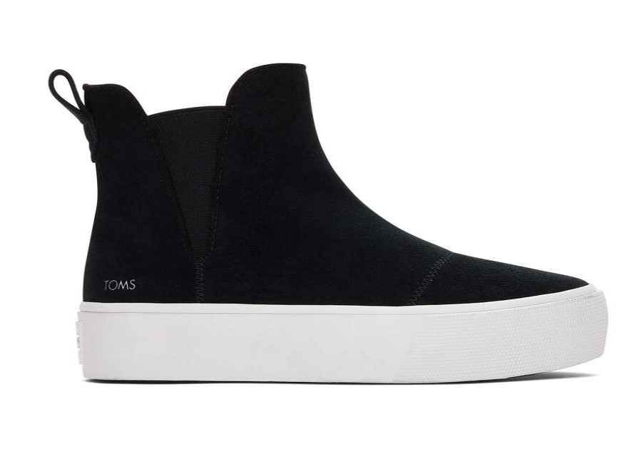 TOMS Platforms | Women'S Black Suede Fenix Platform Chelsea | Toms