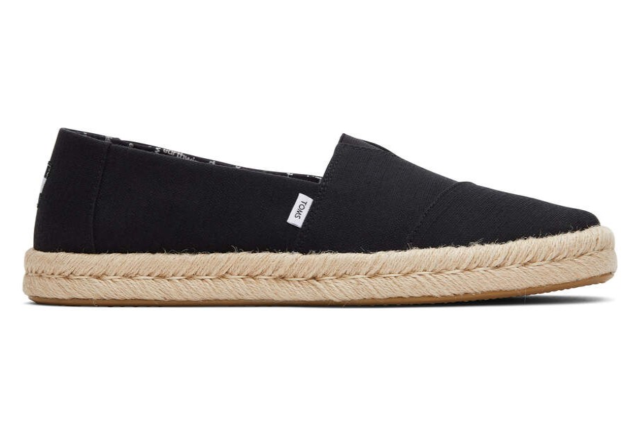 TOMS Special Occasions | Mens Alpargata Rope Black Recycled Cotton Slubby Woven Espadrille | Toms