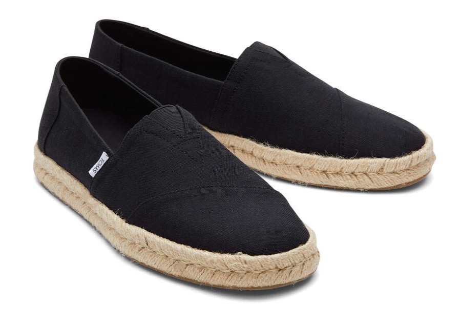 TOMS Special Occasions | Mens Alpargata Rope Black Recycled Cotton Slubby Woven Espadrille | Toms