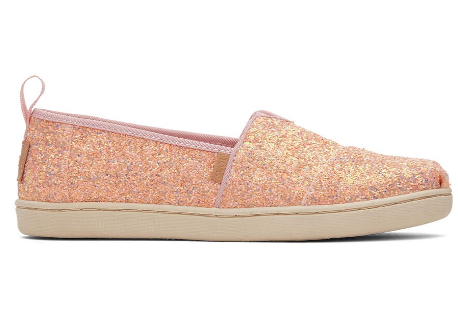 TOMS Prints & Patterns | Youth'S Pink Chunky Glitter Alpargatas | Toms