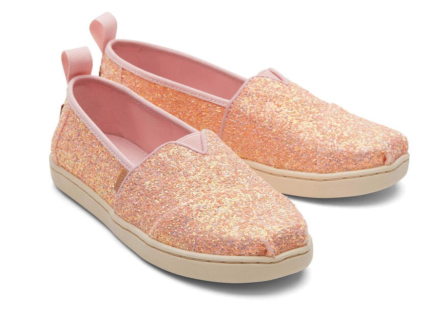 TOMS Prints & Patterns | Youth'S Pink Chunky Glitter Alpargatas | Toms