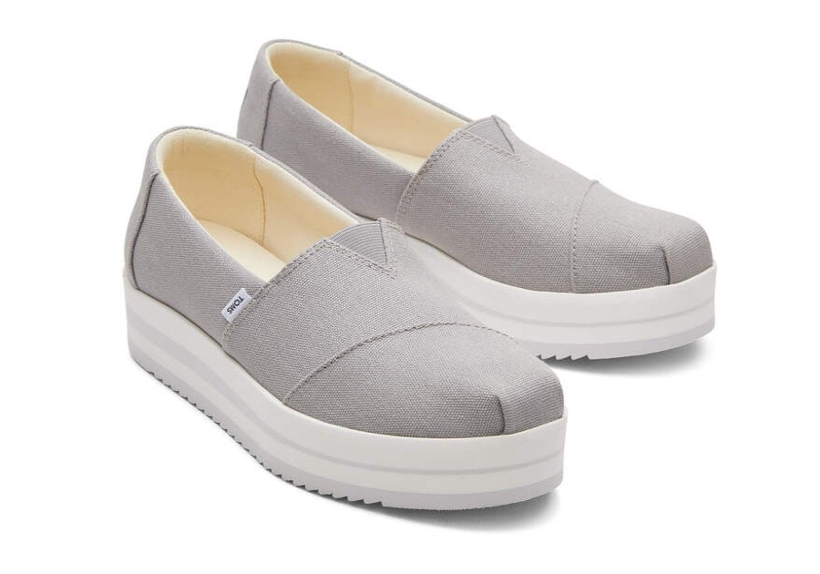 TOMS Alpargatas | Women'S Grey Alpargata Midform Espadrille Slip On | Toms