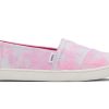 TOMS Prints & Patterns | Youth Neon Pink Multi Tie Dye Twill Alpargata | Toms