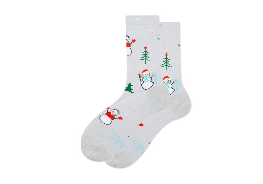 TOMS Exclusives | Women'S Grey Snowman Print High Crew Socks | Toms