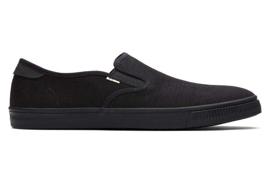 TOMS Earthwise | Black On Black Heritage Canvas Mens Baja Slip-Ons Topanga Collection | Toms