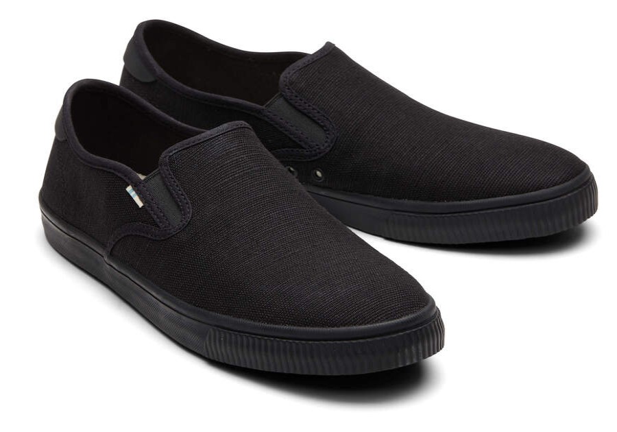 TOMS Earthwise | Black On Black Heritage Canvas Mens Baja Slip-Ons Topanga Collection | Toms