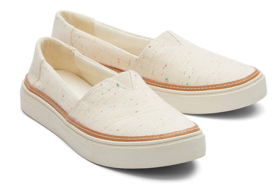 TOMS Exclusives | Women'S Tan Speckled Parker Recycled Cotton Refibra Slip On Sneaker | Toms