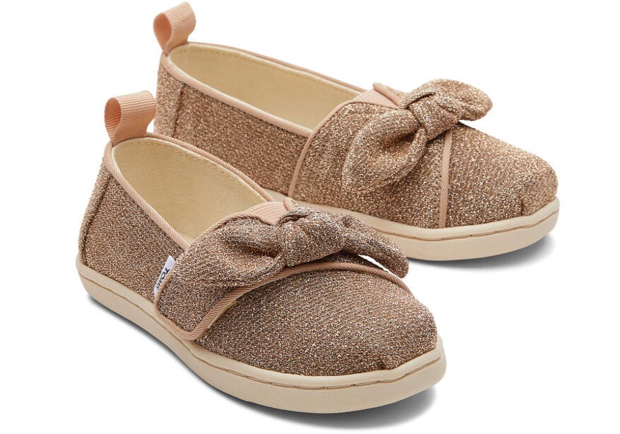 TOMS Matching Styles | Tiny'S Gold Sparkle Knit Bow Alpargatas | Toms