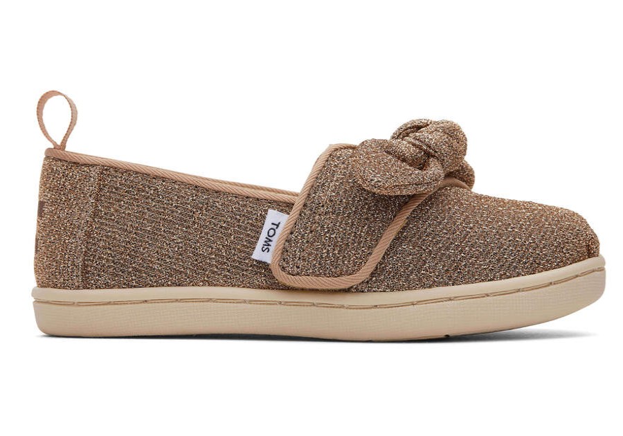 TOMS Matching Styles | Tiny'S Gold Sparkle Knit Bow Alpargatas | Toms