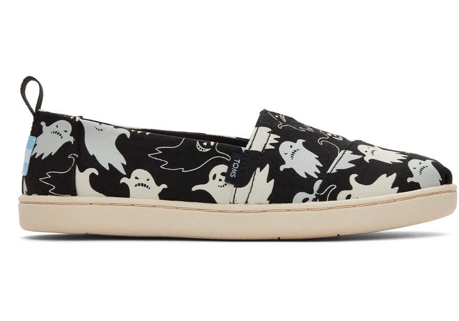 TOMS Prints & Patterns | Youth'S Black Glow In The Dark Ghosts Print Alpargatas | Toms