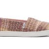 TOMS Prints & Patterns | Youth'S Pink Plaid Tweed Cord Alpargatas | Toms