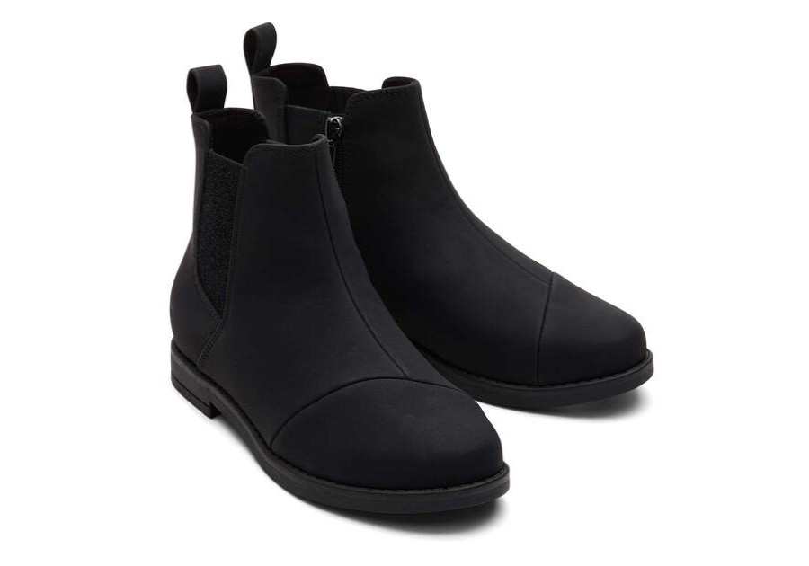 TOMS Matching Styles | Youth'S Black Nubuck Pu Charlie Boots | Toms