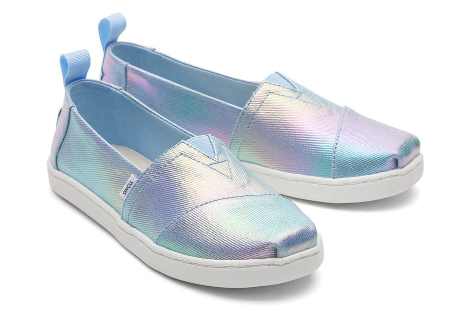 TOMS Prints & Patterns | Youth'S Purple Green Iridescent Canvas Alpargatas | Toms