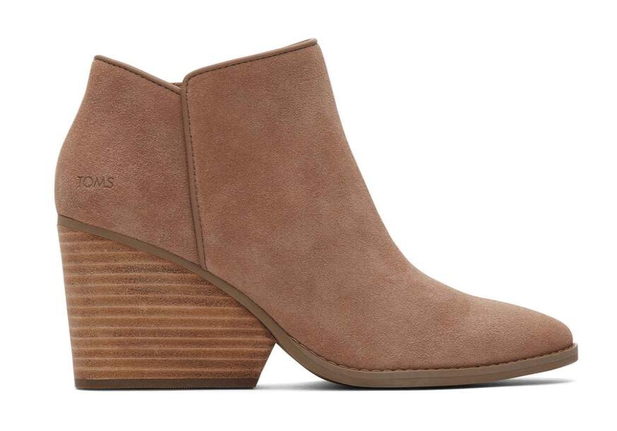 TOMS Exclusives | Womens Hadley Taupe Suede Heeled Boots | Toms