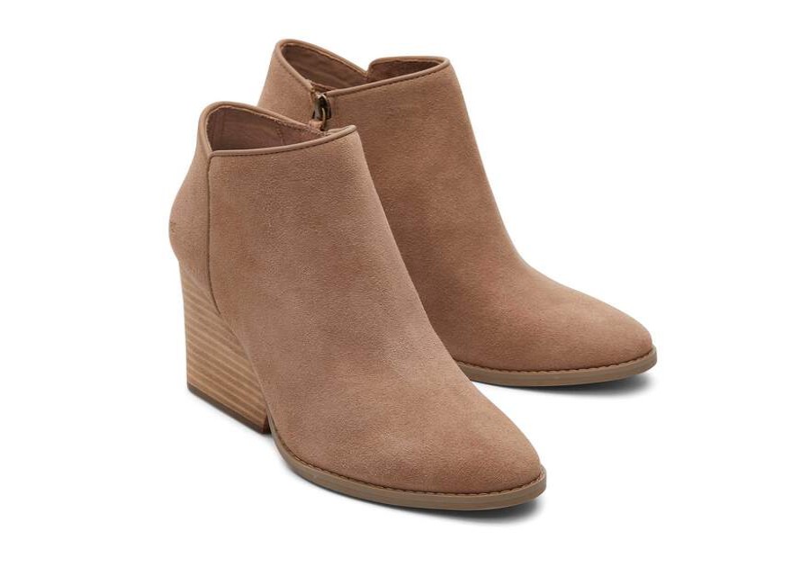 TOMS Exclusives | Womens Hadley Taupe Suede Heeled Boots | Toms