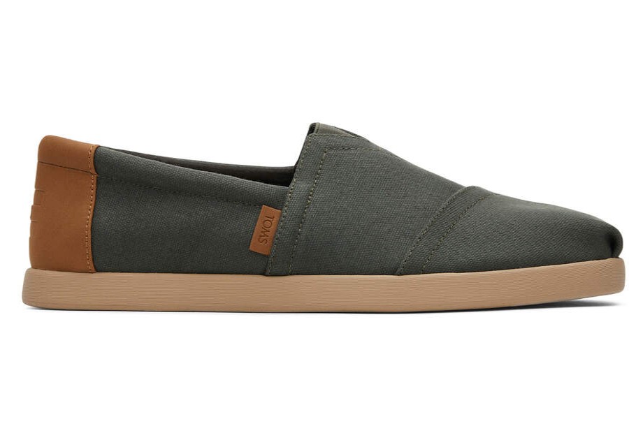 TOMS Special Occasions | Men'S Green Canvas Nubuck Synthetic Trim Alpargatas | Toms