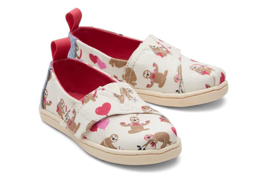 TOMS Prints & Patterns | Tiny Alpargata Valentines Day Sloths Toddler Shoe | Toms