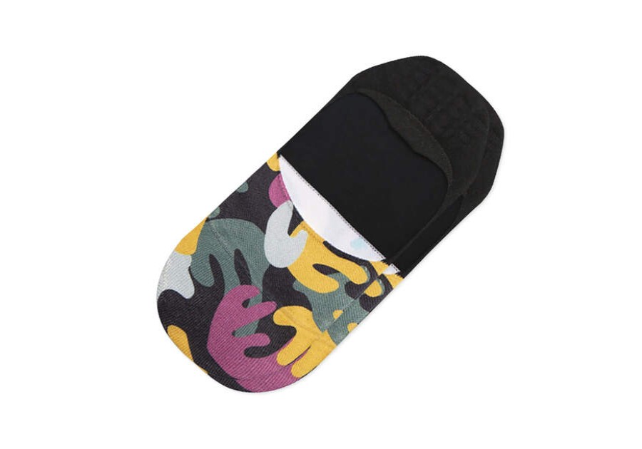 TOMS Sale | Women'S Black Abstract Floral Print Ultimate No Show Socks | Toms