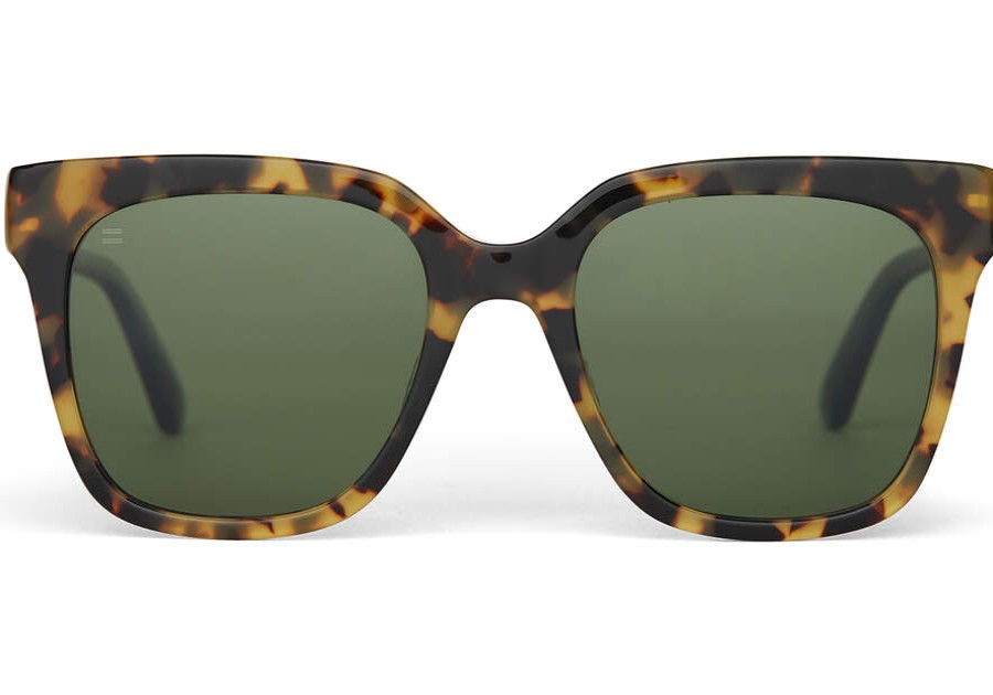 TOMS Sunglasses | Natasha Blonde Tortoise Frame Bottle Green Polarized Lens | Toms