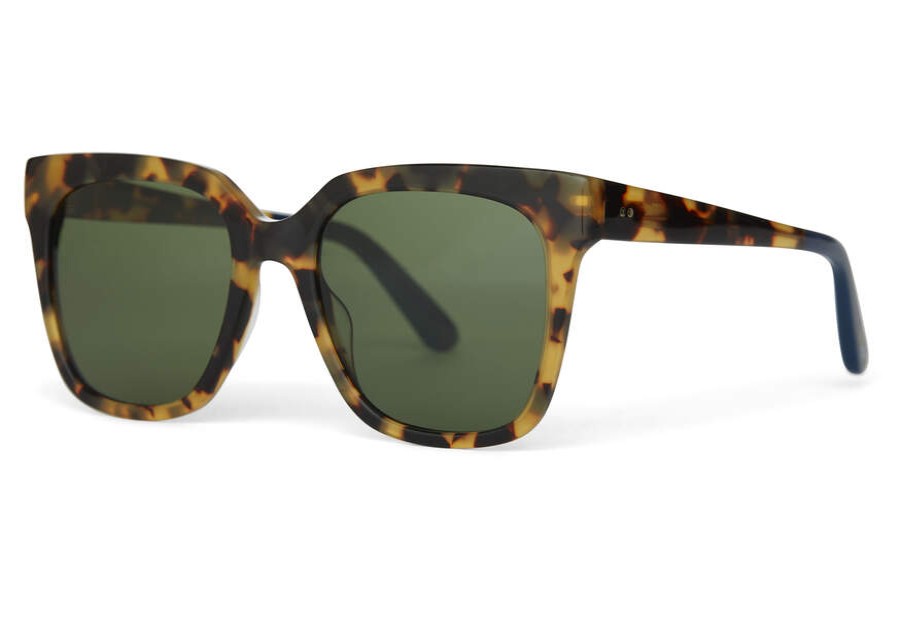 TOMS Sunglasses | Natasha Blonde Tortoise Frame Bottle Green Polarized Lens | Toms