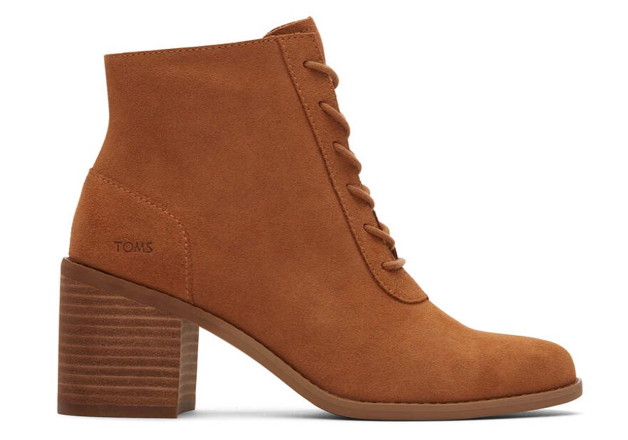 TOMS Boots & Booties | Women'S Brown Suede Evelyn Lace-Up Boots | Toms