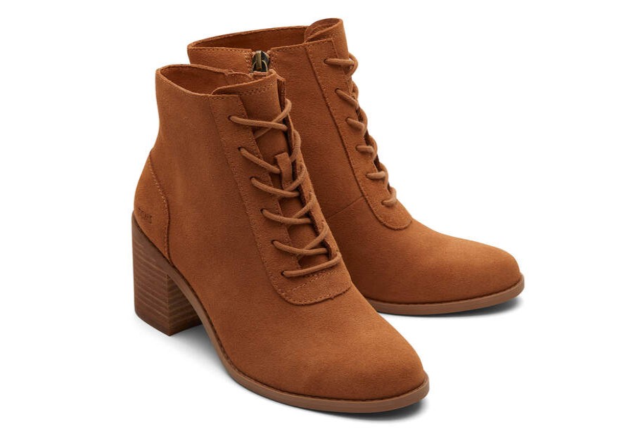 TOMS Boots & Booties | Women'S Brown Suede Evelyn Lace-Up Boots | Toms