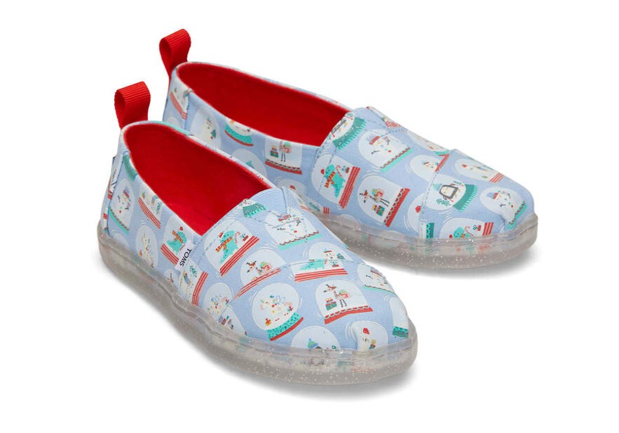 TOMS Prints & Patterns | Youth'S Blue Glow In The Dark Snowglobes Print Alpargatas | Toms