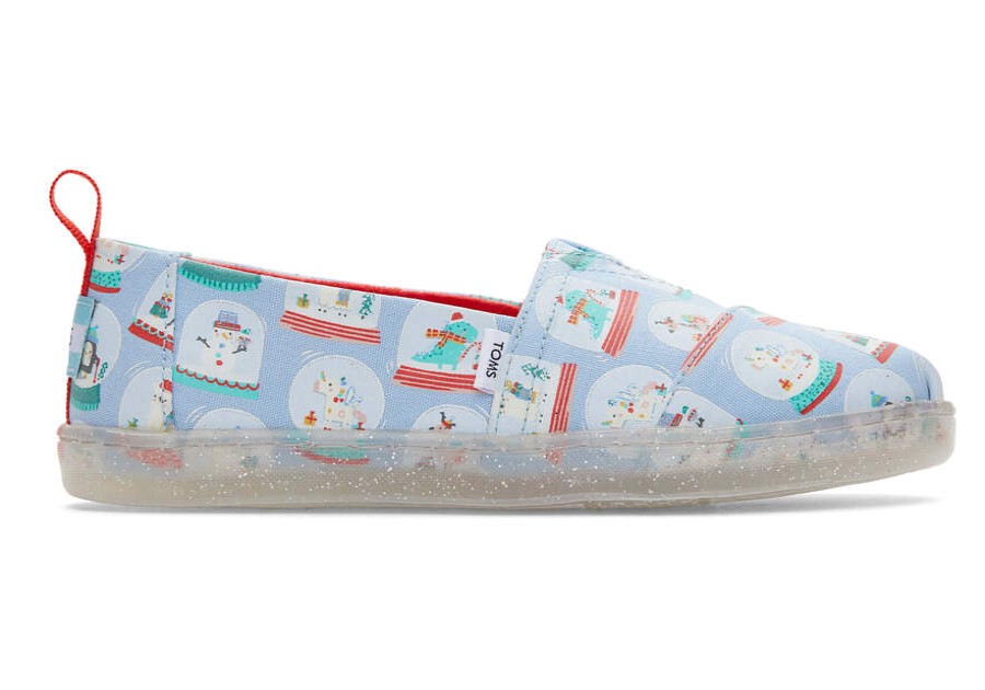 TOMS Prints & Patterns | Youth'S Blue Glow In The Dark Snowglobes Print Alpargatas | Toms