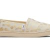 TOMS Prints & Patterns | Youth Natural Gold Foil Floral Blooms Alpargata | Toms