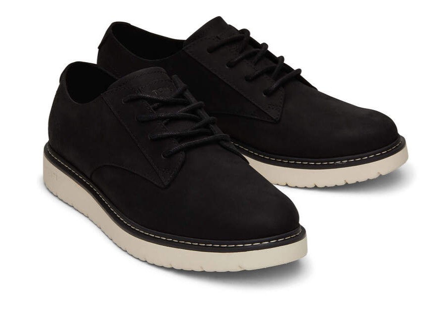 TOMS Special Occasions | Men'S Black Leather Navi Trvl Lite Oxford Sneakers | Toms