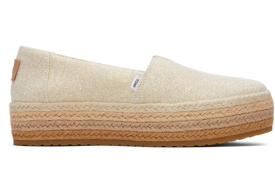 TOMS Alpargatas | Women'S Tan Metallic Valencia Platform Espadrille Slip On | Toms