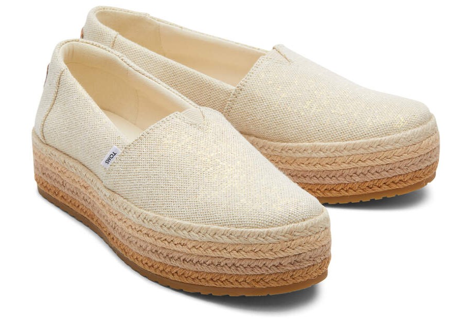 TOMS Alpargatas | Women'S Tan Metallic Valencia Platform Espadrille Slip On | Toms