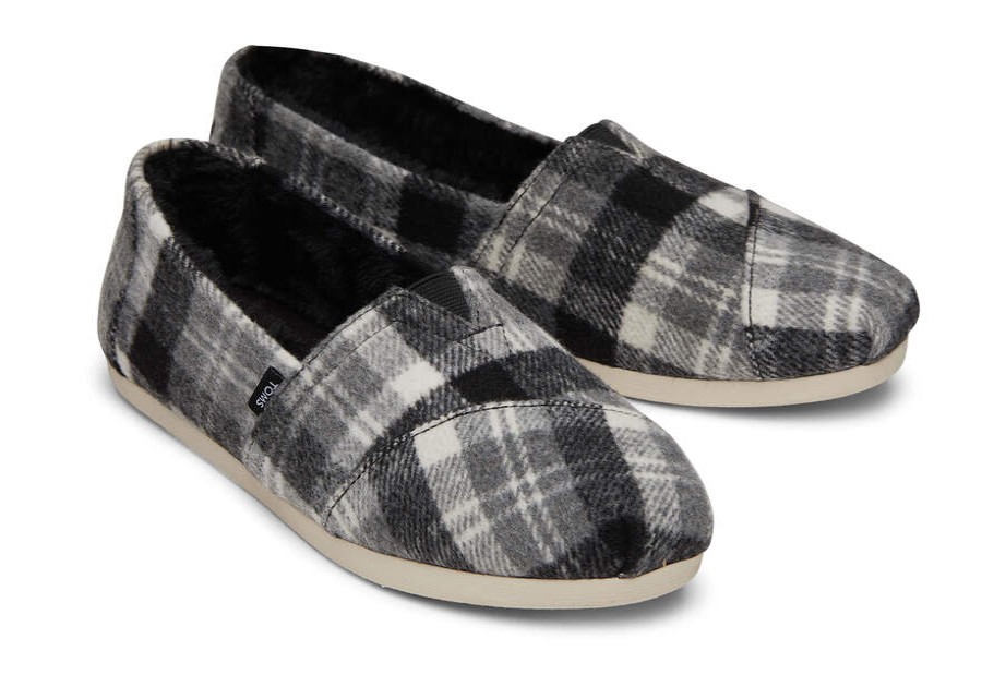 TOMS Exclusives | Women'S Grey Plaid Faux Fur Alpargatas | Toms