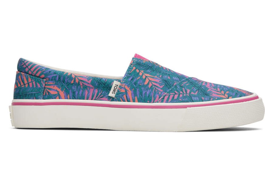 TOMS Slip Ons | Women'S Fenix Blue Palm Print Slip On Sneaker | Toms