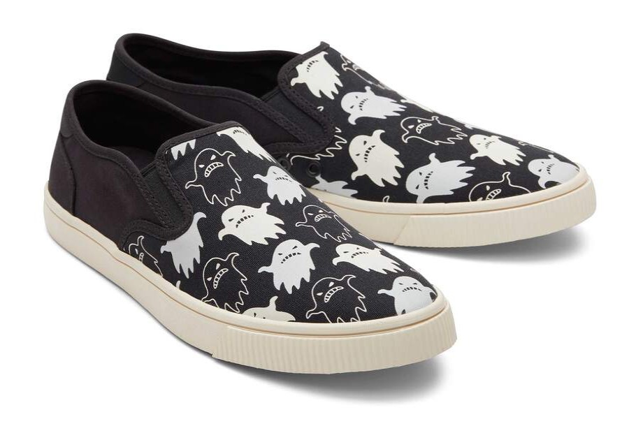 TOMS Prints & Patterns | Men'S Black Glow In The Dark Ghosts Print Baja Sneakers | Toms