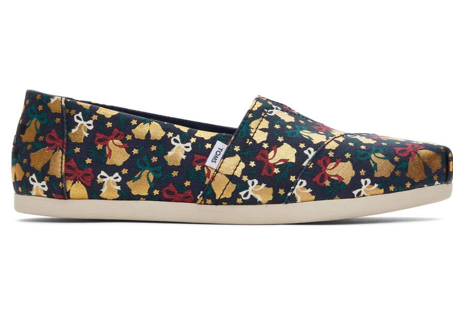 TOMS Exclusives | Women'S Navy Gold Foil Bells Print Alpargatas | Toms