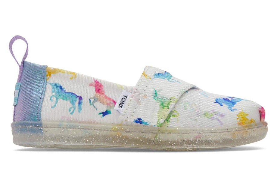 TOMS Prints & Patterns | Tiny'S White Watercolor Ombre Unicorns Alpargatas | Toms