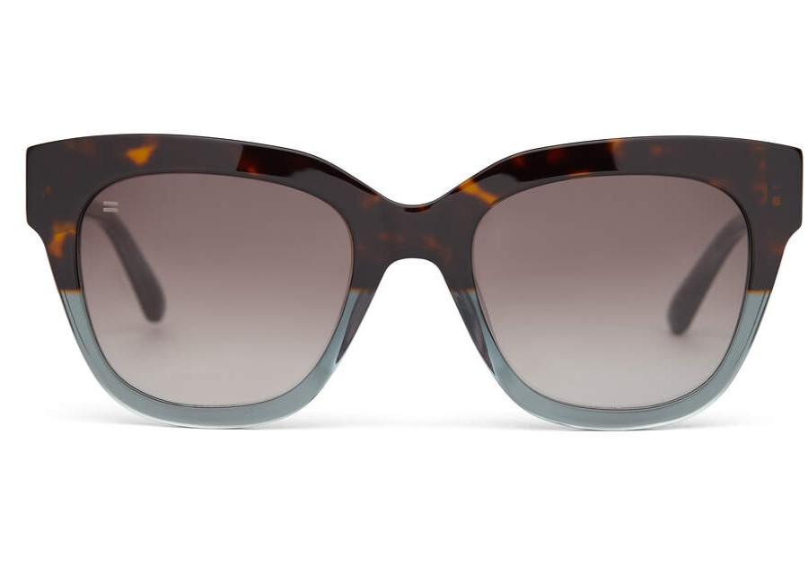 TOMS Sunglasses | Sloane Tortoise Ocean Grey Fade Frame And Dark Grey Gradient Lens Sunglass | Toms