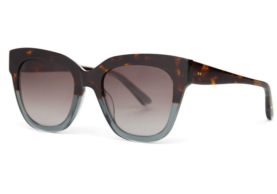 TOMS Sunglasses | Sloane Tortoise Ocean Grey Fade Frame And Dark Grey Gradient Lens Sunglass | Toms