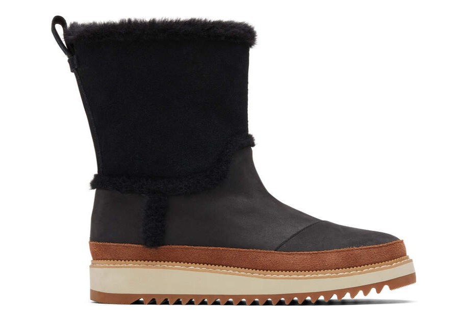 TOMS Exclusives | Makenna Boot Black Water Resistant Suede Platform Heel | Toms