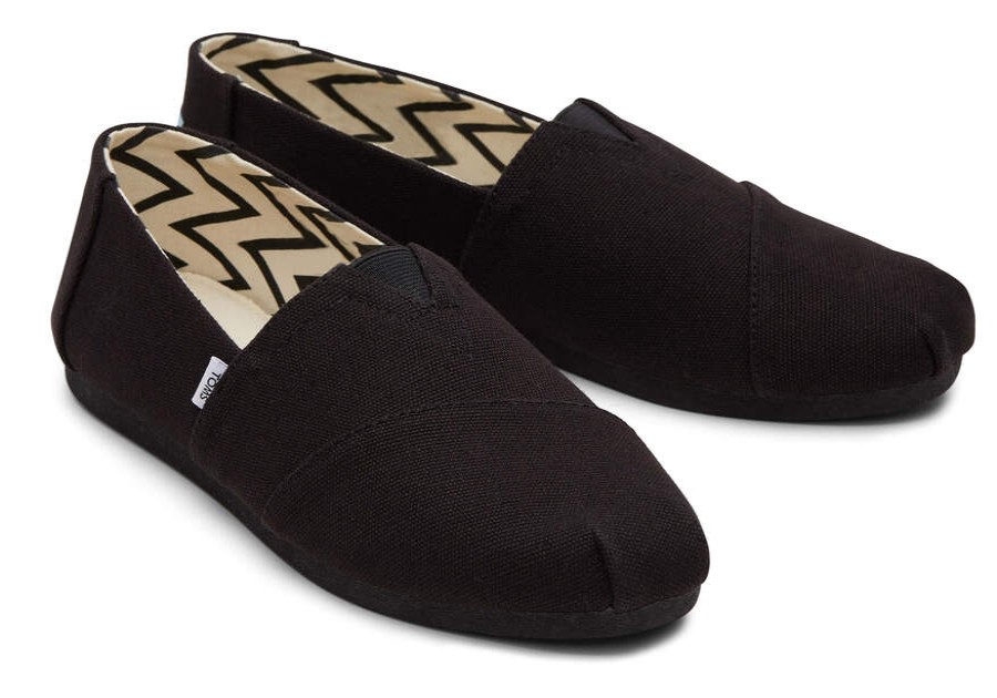 TOMS Alpargatas | Women'S Alpargata All Black Wide Recycled Cotton Espadrille | Toms