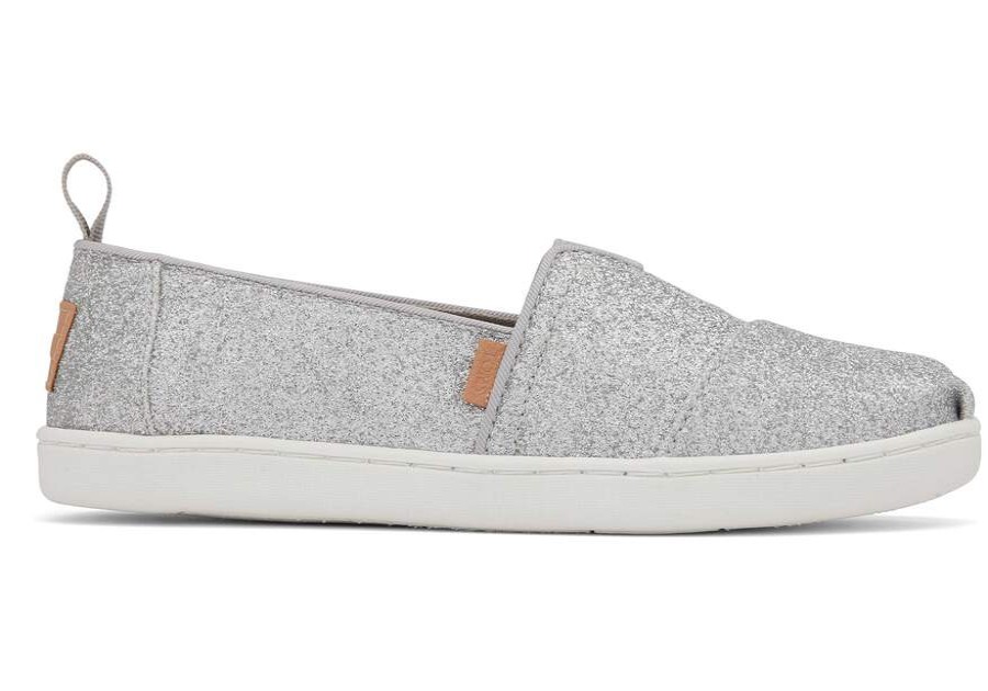 TOMS Special Occasions | Kids Youth Alpargata Silver Glitter Espadrille | Toms