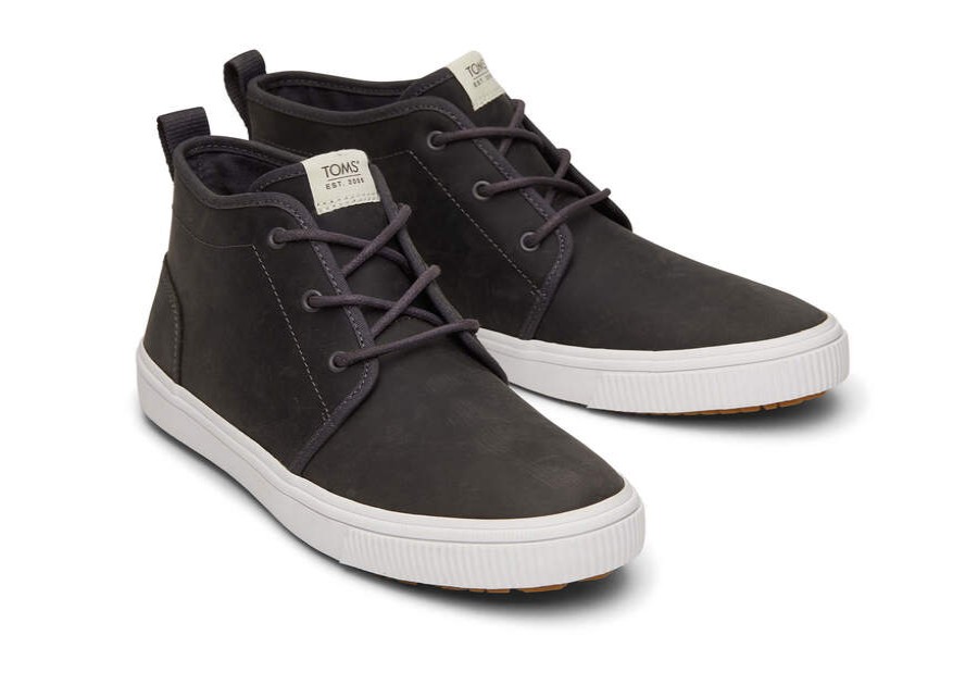 TOMS Winter Essentials | Men'S Grey Leather Carlo Mid Terrain Sneakers | Toms